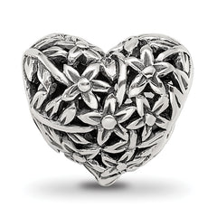 Sterling Silver Reflections Filigree Flower Heart Bead