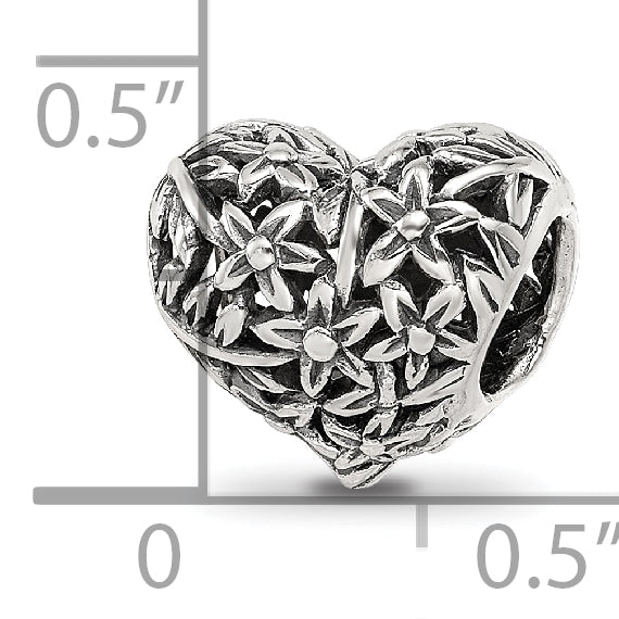 Sterling Silver Reflections Filigree Flower Heart Bead