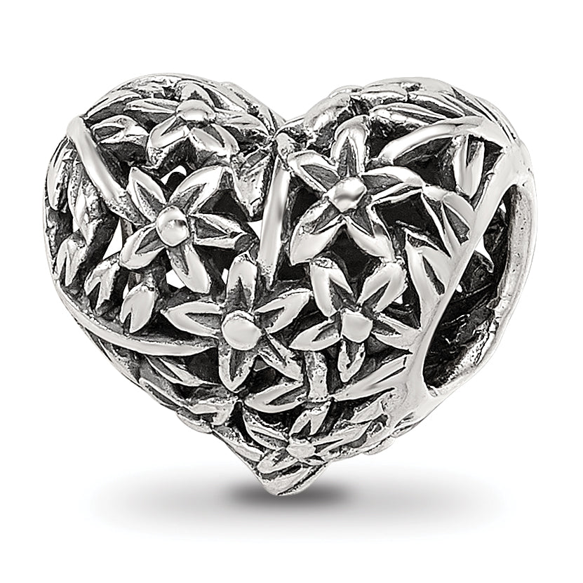 Sterling Silver Reflections Filigree Flower Heart Bead