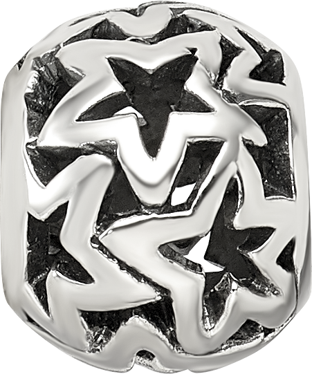 Sterling Silver Reflections Cutout Stars Bead