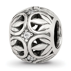 Sterling Silver Reflections CZ Leaf Filigree Bead