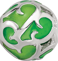 Sterling Silver Reflections Green Filigree Enameled Bead