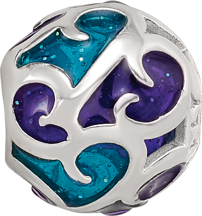 Sterling Silver Reflections Purple/Blue Filigree Enameled Bead