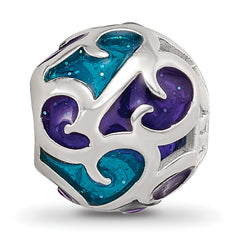 Sterling Silver Reflections Purple/Blue Filigree Enameled Bead