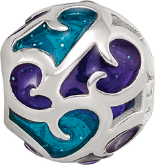 Sterling Silver Reflections Purple/Blue Filigree Enameled Bead