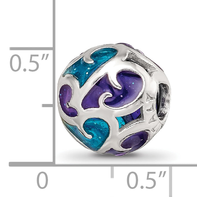 Sterling Silver Reflections Purple/Blue Filigree Enameled Bead