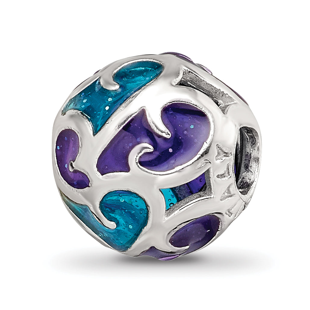 Sterling Silver Reflections Purple/Blue Filigree Enameled Bead