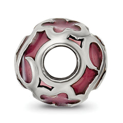 Sterling Silver Reflections Purple Floral Enameled Bead