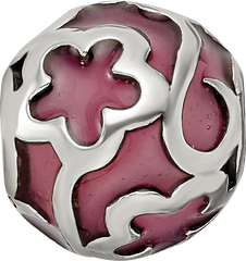 Sterling Silver Reflections Purple Floral Enameled Bead