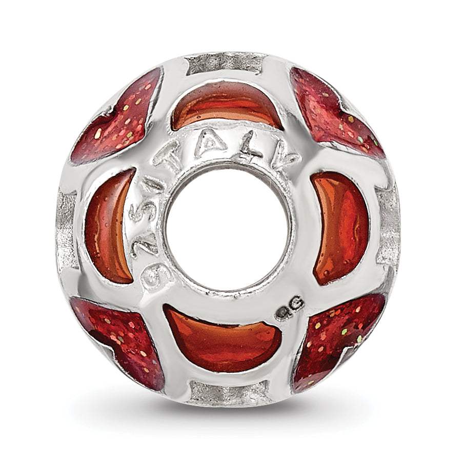 Sterling Silver Reflections Red Heart Enameled Bead