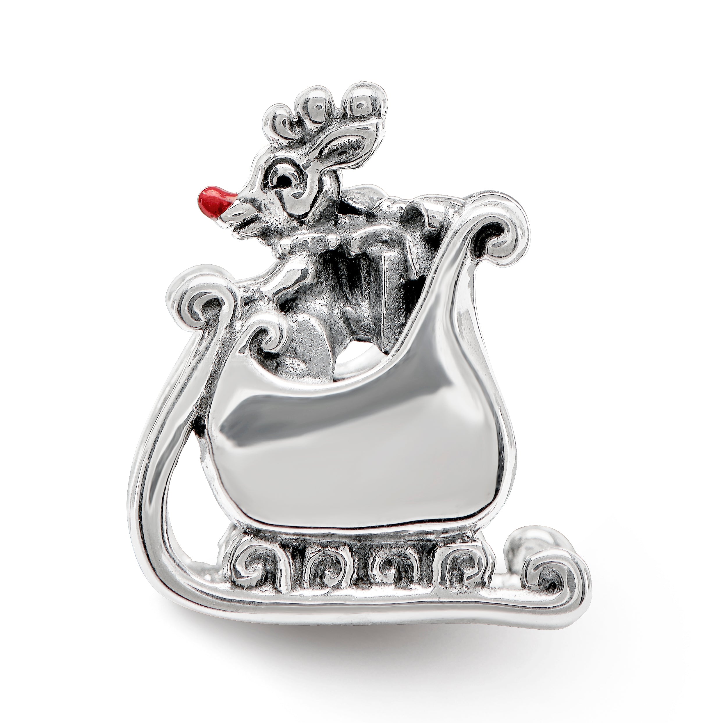 Sterling Silver Reflections Enameled Rudolph in Sleigh Bead