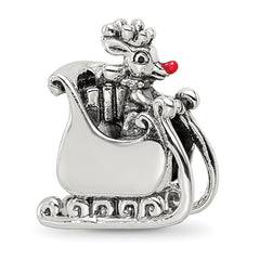 Sterling Silver Reflections Enameled Rudolph in Sleigh Bead