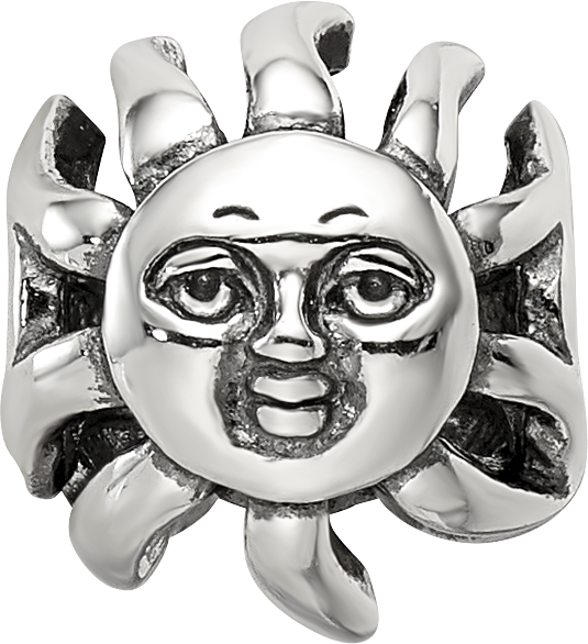 Sterling Silver Reflections Sun with A Face Bead