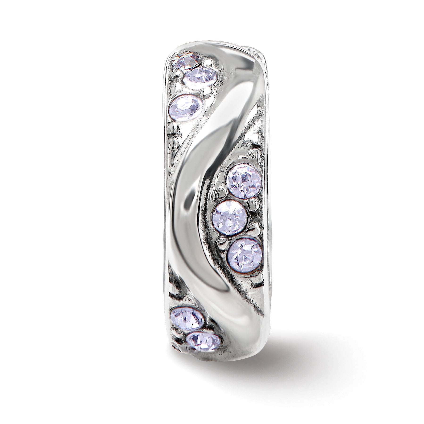 Sterling Silver Reflections with Crystals Wave Spacer Bead