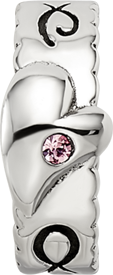 Sterling Silver Reflections Pink Crystal Heart Infinity Spacer Bead