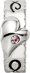 Sterling Silver Reflections Pink Crystal Heart Infinity Spacer Bead