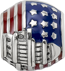 Sterling Silver Reflections Enameled American Flag Bead