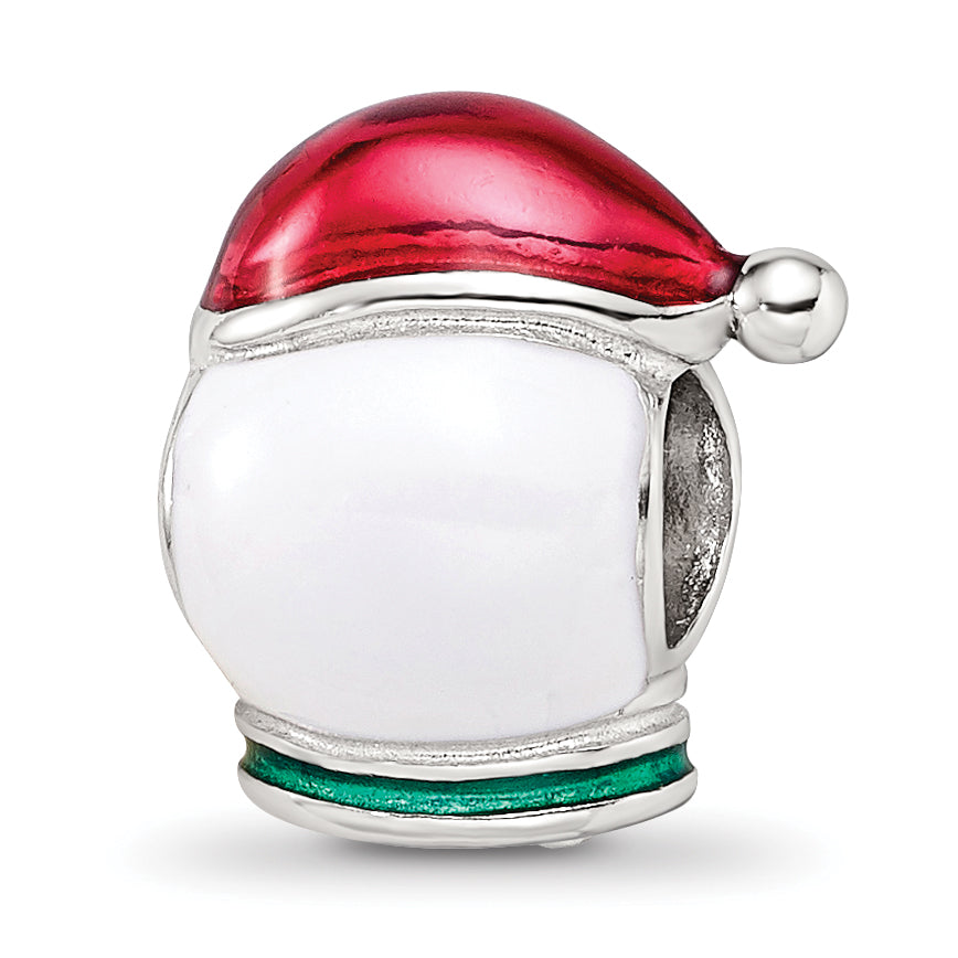 Sterling Silver Reflections Rh-plated Enameled Snowman Head Bead