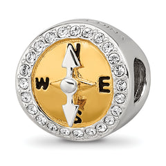 Sterling Silver Reflections Gold Tone CZ Moveable Compass Bead