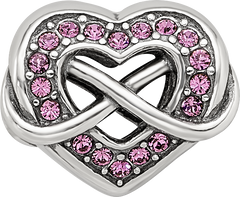 Sterling Silver Reflections Crystal Infinity Symbol in Heart Bead