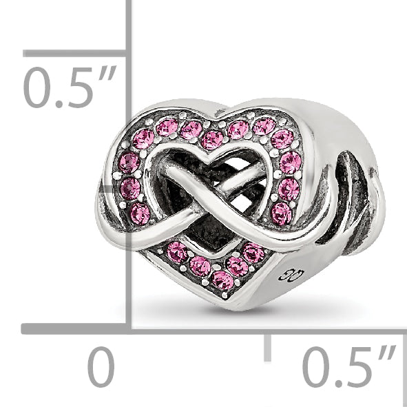 Sterling Silver Reflections Crystal Infinity Symbol in Heart Bead