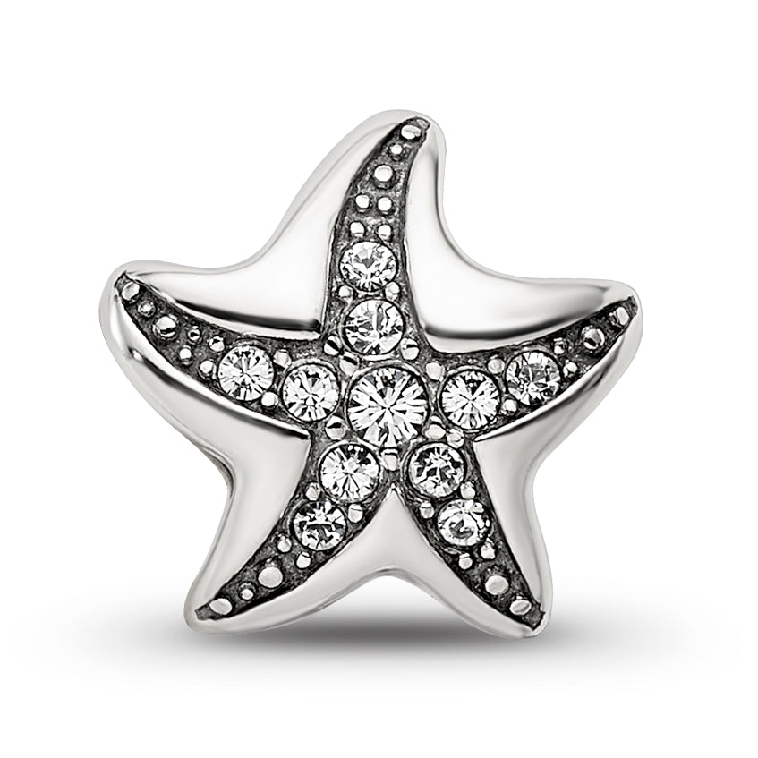 Sterling Silver Reflections Crystal Starfish Bead