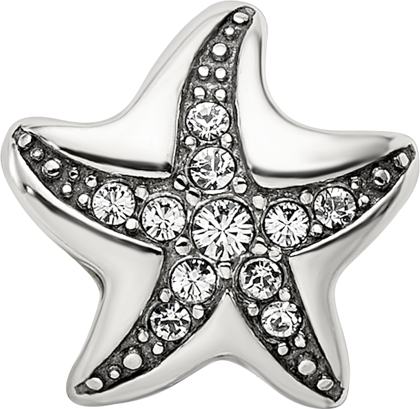 Sterling Silver Reflections Crystal Starfish Bead