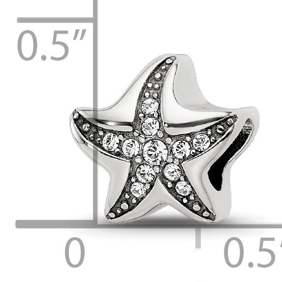 Sterling Silver Reflections Crystal Starfish Bead