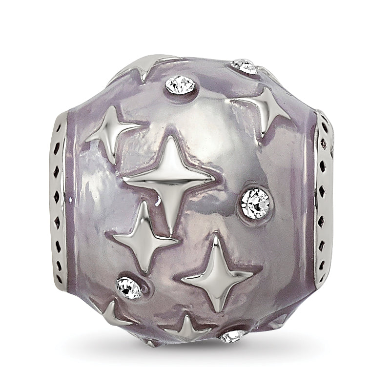 Sterling Silver Reflections Lavender Enamel & Crystal Star Bead