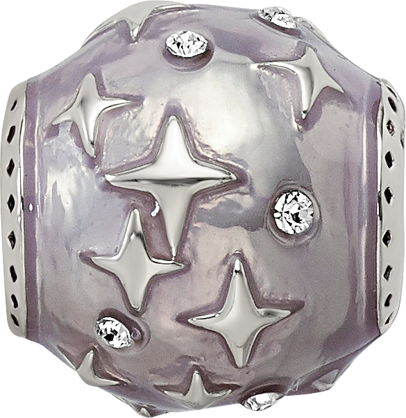 Sterling Silver Reflections Lavender Enamel & Crystal Star Bead