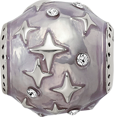 Sterling Silver Reflections Lavender Enamel & Crystal Star Bead