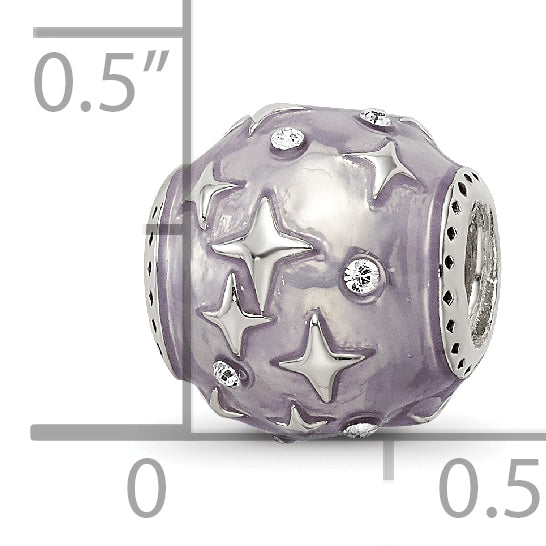 Sterling Silver Reflections Lavender Enamel & Crystal Star Bead