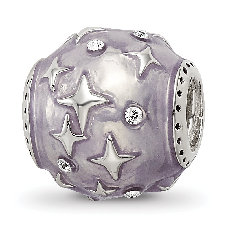 Sterling Silver Reflections Lavender Enamel & Crystal Star Bead