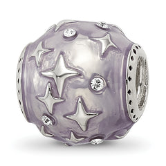 Sterling Silver Reflections Lavender Enamel & Crystal Star Bead