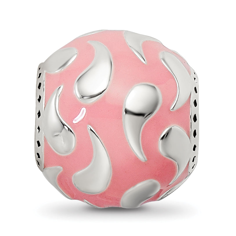 Sterling Silver Reflections Pink Enameled & Silver IP-Plated Bead