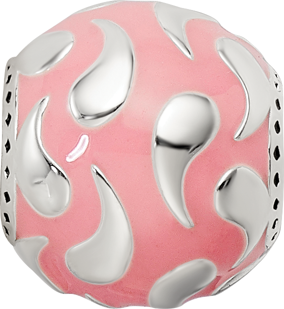 Sterling Silver Reflections Pink Enameled & Silver IP-Plated Bead