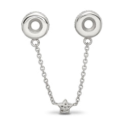 Sterling Silver Reflections Rhodium-plated 3in Security Chain CZ Beads