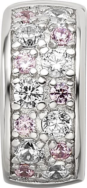 Sterling Silver Reflections Rhodium-plated White & Pink CZ Hinged Bead