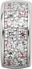 Sterling Silver Reflections Rhodium-plated White & Pink CZ Hinged Bead