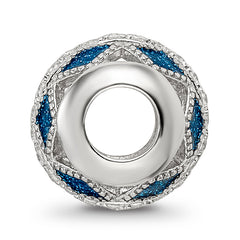 Sterling Silver Reflections Rh-plated Blue Accent & CZ Circle Bead