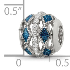 Sterling Silver Reflections Rh-plated Blue Accent & CZ Circle Bead