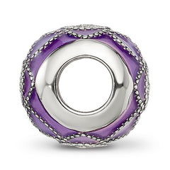 Sterling Silver Reflections Rh-plated CZs Purple Enameled Bead