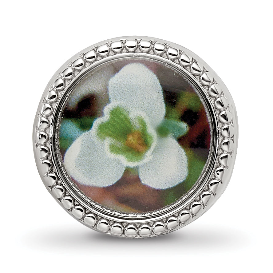 Sterling Silver Reflections Rhodium-plated January Flower Bead