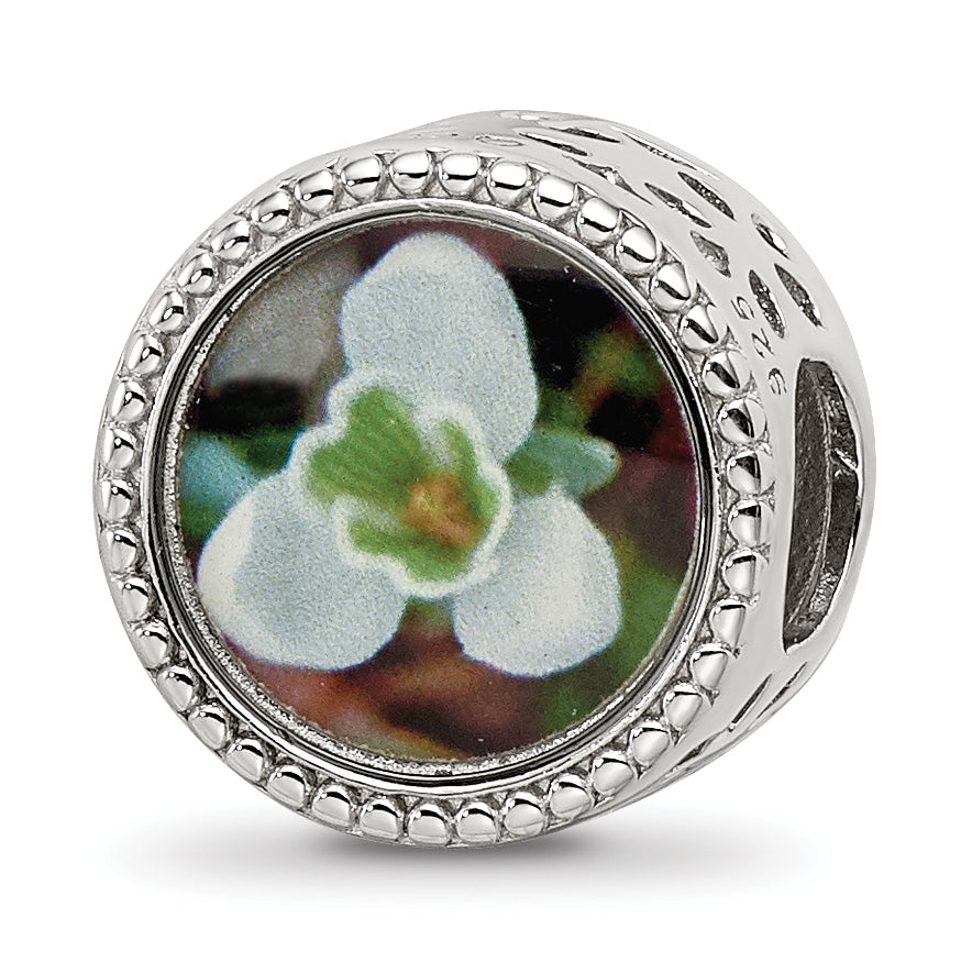 Sterling Silver Reflections Rhodium-plated January Flower Bead