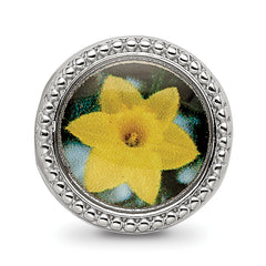 Sterling Silver Reflections Rhodium-plated March Flower Bead