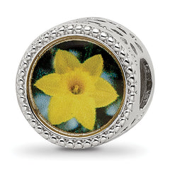 Sterling Silver Reflections Rhodium-plated March Flower Bead