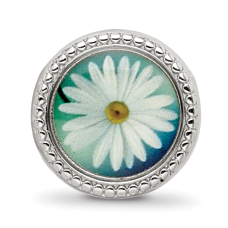 Sterling Silver Reflections Rhodium-plated April Flower Bead