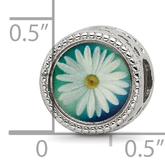 Sterling Silver Reflections Rhodium-plated April Flower Bead