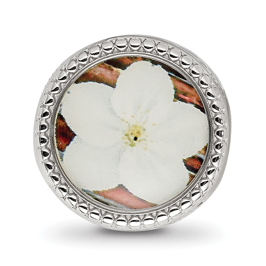 Sterling Silver Reflections Rhodium-plated May Flower Bead