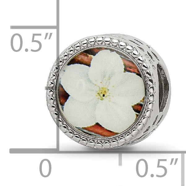 Sterling Silver Reflections Rhodium-plated May Flower Bead